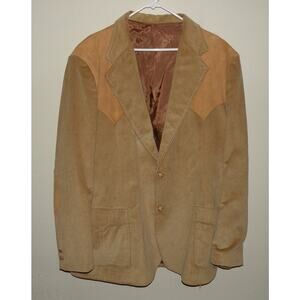 Brad Whitney Men’s 50L Western Jacket Tan Corduroy Suede Yoke Colorado Blazer
